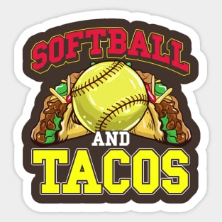 Softball and Tacos! Funny Softball Sports Gift Sticker